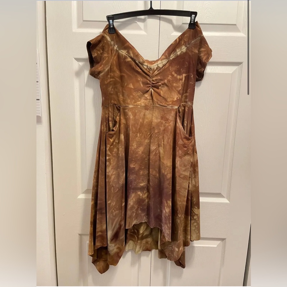 Sew Much Love brown autumn colors LBD dress bamboo. L large